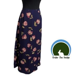CHAUS Deep Purple Floral Skirt Size 10 Fairy Grunge Romantic I-2 twee